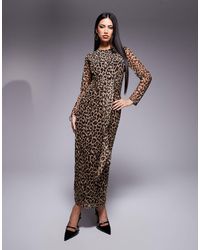 Never Fully Dressed - Robe longueur mollet en tulle à imprimé léopard avec liens devant - Lyst