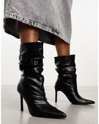 Public Desire - Lilu Ruched Heeled Ankle Boots - Lyst
