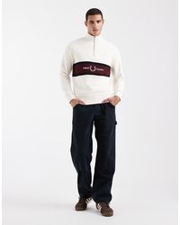Fred Perry - Embroidered Panel Logo Half Zip Sweatshirt - Lyst