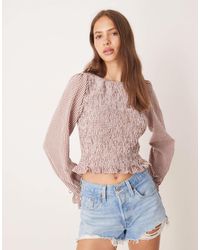ASOS - Blouse froncée en coton à carreaux vichy - Lyst