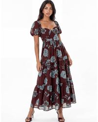 ANAYA - Floral Sweetheart Neck Tie-Back Midaxi Dress - Lyst