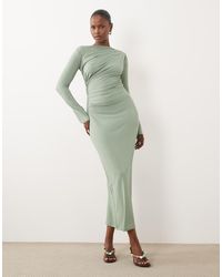 ASOS - Asymmetric Drape Slash Neck Maxi Dress - Lyst