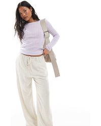 Miss Selfridge - Pantaloni A Fondo Ampio Color Pietra Con Coulisse - Lyst