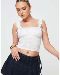 Princess Polly - Dremi Lace Ribbon Detail Square Neck Milkmaid Top - Lyst