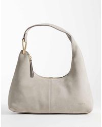 Calvin Klein - Premium Suede Slouchy Shoulder Bag With Gold Trim - Lyst