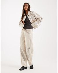 Daisy Street - Mid Rise Barrel Leg Embroidered Jean - Lyst