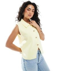 ASOS - Compact Knit Waistcoat With Collar - Lyst