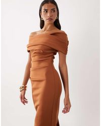 ASOS - Bardot Midi Dress With Split - Lyst