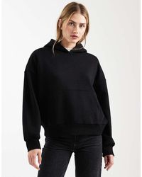 ASOS - Sudadera Negra Extragrande Con Capucha E Interior Afelpado De - Lyst