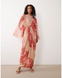 ASOS - Draped Cape Bodice With Skirt And Open Back With Tassel Detail Maxi Dress - Lyst