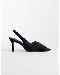 ASOS - Shine Slingback Bow Detail Mid Heeled Shoes - Lyst