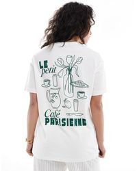 New Look - Camiseta Blanca Extragrande Con Detalle Estampado "Le Cafe" De - Lyst