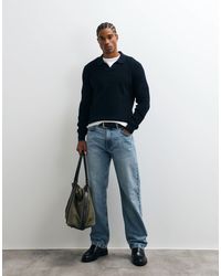 Mango - 100% Cotton Revere Neck Knitted Jumper - Lyst