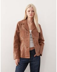 Reclaimed Vintage - Washed Leather Look Slimmer Fit Blazer - Lyst