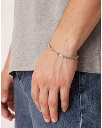 ASOS - Pulsera Plateada De Cadena De Eslabones Cuadrados De Acero Inoxidable Resistente Al Agua De - Lyst