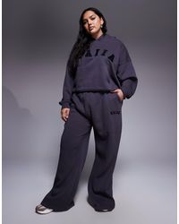 Kaiia - Plus Cotton Blend Embroidered Logo Wide Leg Joggers Co-Ord - Lyst