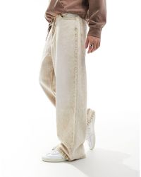 Bershka - Jeans extra ampi lavaggio pietra beige - Lyst