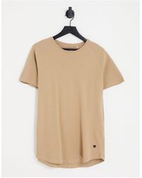 Jack & Jones - Essentials - t-shirt d'ensemble long avec ourlet arrondi - beige - Lyst
