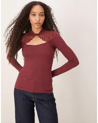 Y.A.S - Lace Detail Long Sleeve Top - Lyst