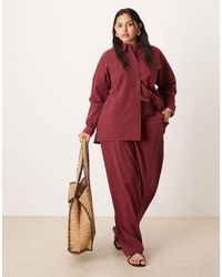 ASOS - Asos Design Curve Seersucker Relaxed Pull On Trousers Co-Ord - Lyst
