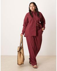 ASOS - Curve Seersucker Relaxed Pull On Trousers Co-Ord - Lyst