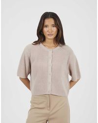 Brave Soul - Short Sleeve Crew Neck Fisherman Knit Cardigan - Lyst