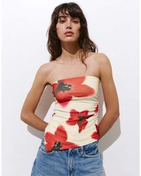 Pull&Bear - Bandeau-Top Met Bloemenprint - Lyst