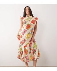 Never Fully Dressed - Remi Flutter Sleeve Button Placket Midi Dress - Lyst