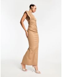 ASOS - Asymmetric High Neck Minimal Maxi Dress - Lyst