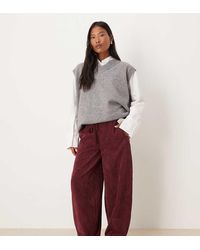 ASOS - Asos Design Petite Pull On Barrel Leg Cord Trousers - Lyst