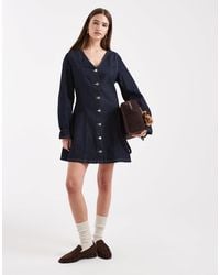 Miss Selfridge - Robe en jean à manches longues - indigo délavé - Lyst