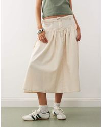 Collusion - Linen Look Skirt With Contrast Stitch - Lyst