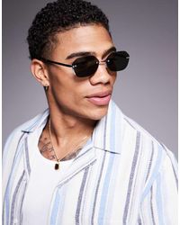 ASOS - Gafas De Sol Plateadas De Montura Al Aire De Metal Con Lentes Verdes Ahumadas Hexagonales Para Festivales De - Lyst