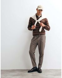 ASOS - Tailored Pull On Tapered Flannel Trousers - Lyst