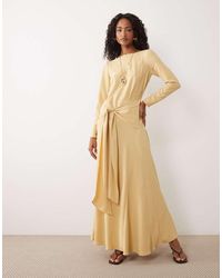 ASOS - Long Sleeve Full Hem Maxi Dress With Tie Detail - Lyst