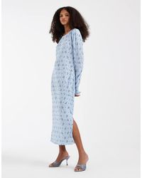 Pieces - Long Sleeve Plisse Midi Dress - Lyst