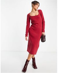 ASOS - Knitted Midi Dress With Scoop Neck And Open Back Detail - Lyst