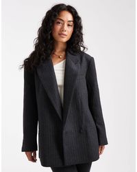ASOS - Blazer habillé en laine mélangée à fines rayures - anthracite - Lyst
