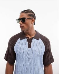 Obey - – abel – es polohemd aus strick mit kontrastierenden ärmeln - Lyst