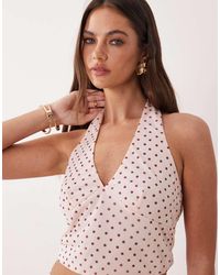 The Frolic - Exclusive Chiffon V Neck Halterneck Top - Lyst