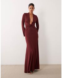 ASOS - Second Skin Maxi Dress With Super Plunge And Twist Front - Lyst