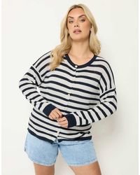 Yours Clothing - Stripe Knitted Cardigan - Lyst