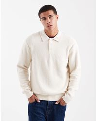 Jack & Jones - Pull en maille bouclée à col polo - crème - Lyst