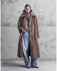 ASOS - Jas Met Lange Pasvorm En Gekleurd Randje Van Imitatiebont - Lyst