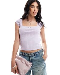 Hollister - Square Neck Pointelle T-shirt - Lyst