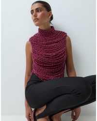 ASOS - Hoogsluitende Top Met Kralen - Lyst