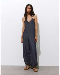 Pull&Bear - Tuta Jumpsuit Lunga Da Gaucho Con Spalline Sottili - Lyst
