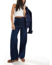 New Look - Adalae - jean large à taille haute - foncé - Lyst