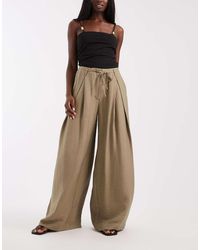 ASOS - Textured Wide Leg Trousers With Tie Waist - Lyst
