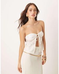 Motel - Gretali Flocked Floral Bandeau Top - Lyst